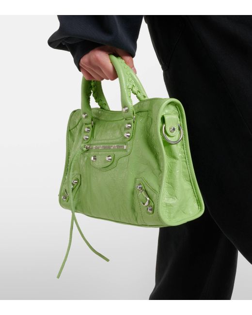 Balenciaga Green Le City Small Leather Shoulder Bag