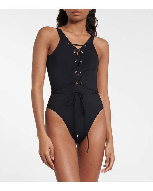 Alaïa Blue Alaia Lace-up Swimsuit