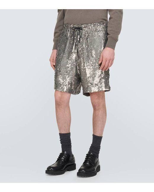 Shorts con paillettes di Dries Van Noten in Gray da Uomo