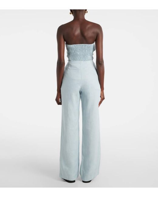 Faithfull The Brand Blue Lulea High-Rise Linen Wide-Leg Pants
