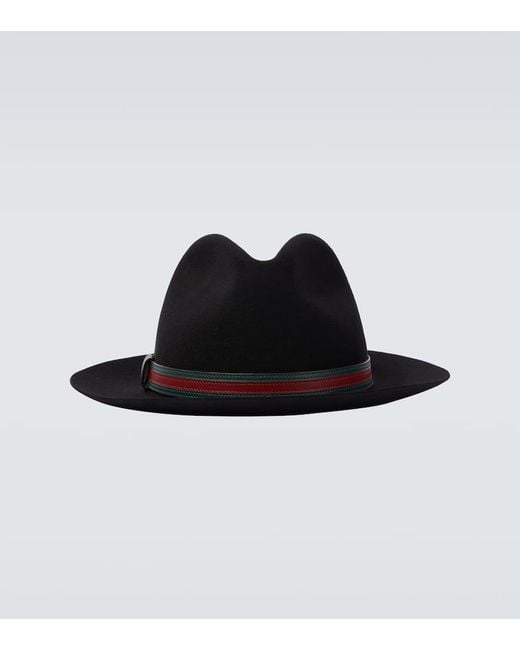 Chapeau Panama Web Stripe En Laine Gucci pour homme en coloris Black