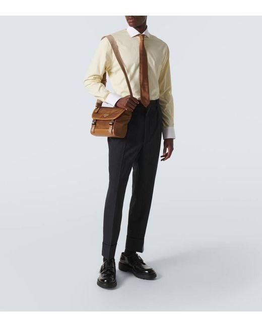 Prada Brown Re-Nylon Leather-Trimmed Shoulder Bag for men