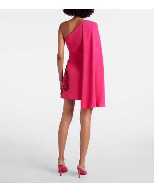Rebecca Vallance Pink Layana Caped Embellished Minidress