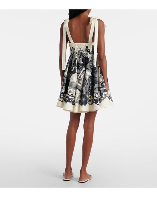 Vestido Corto Mickey De Lino Floral ALÉMAIS de color Natural