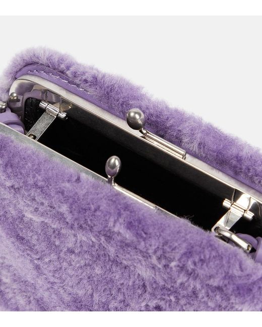 Jil Sander Purple Goji Micro Shearling Shoulder Bag