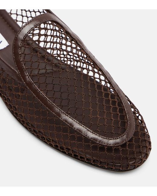 Aquazzura Brown Saint Germain Leather-Trimmed Moccasins