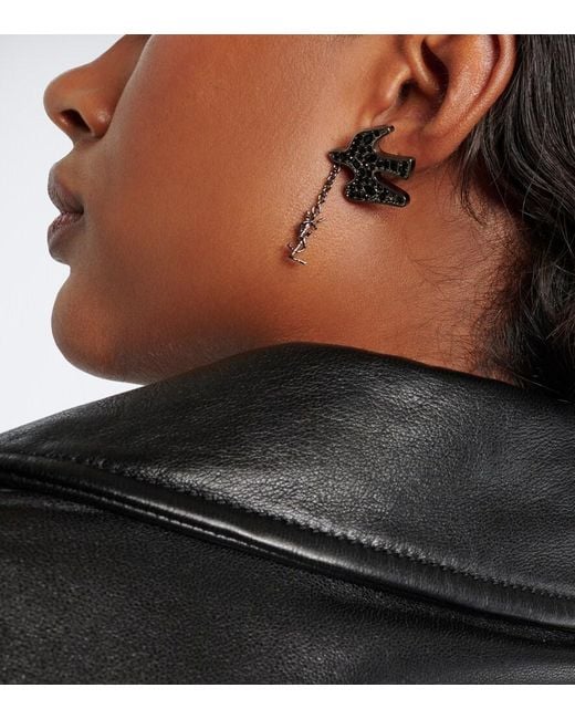 Saint Laurent Metallic Cassandre Crystal-Embellished Earrings
