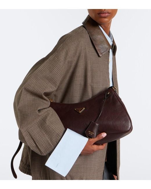 Prada Brown Aimee Large Leather Shoulder Bag