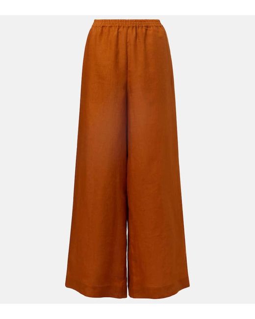 Pantalones Anchos Select De Lino Eres de color Brown