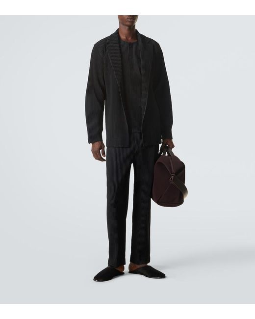 Homme Plissé Issey Miyake Black Monthly Colors Pleated Henley Shirt for men