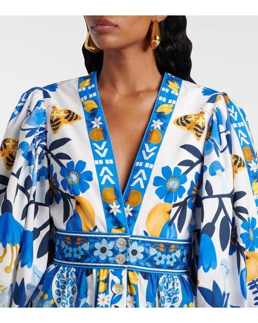 Farm Rio Blue Floral Cotton Maxi Dress