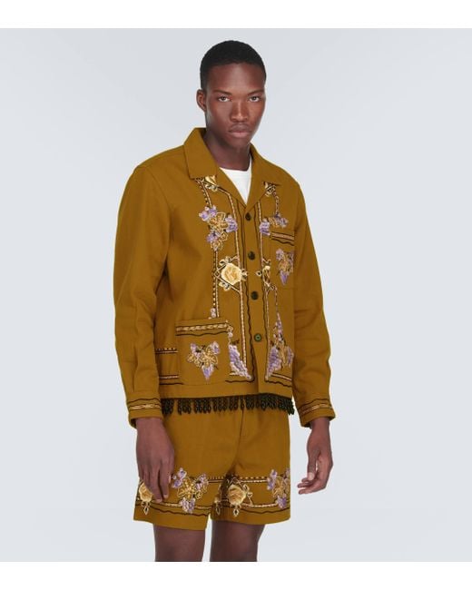 Bode Brown Embroidered Cotton Jacket for men