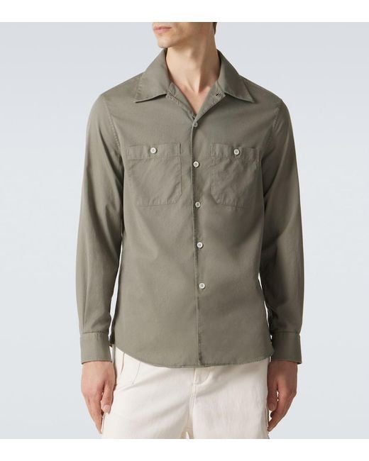 Brunello Cucinelli Green Cotton Shirt for men