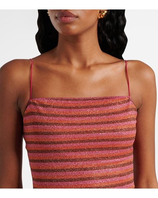 Oseree Red Lumiere Striped Minidress