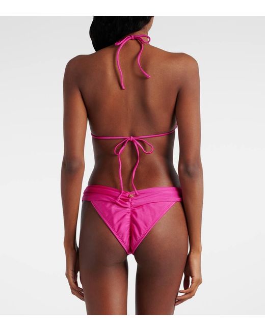 Top De Bikini Triangular Jasmin Fruncido Bananhot de color Pink