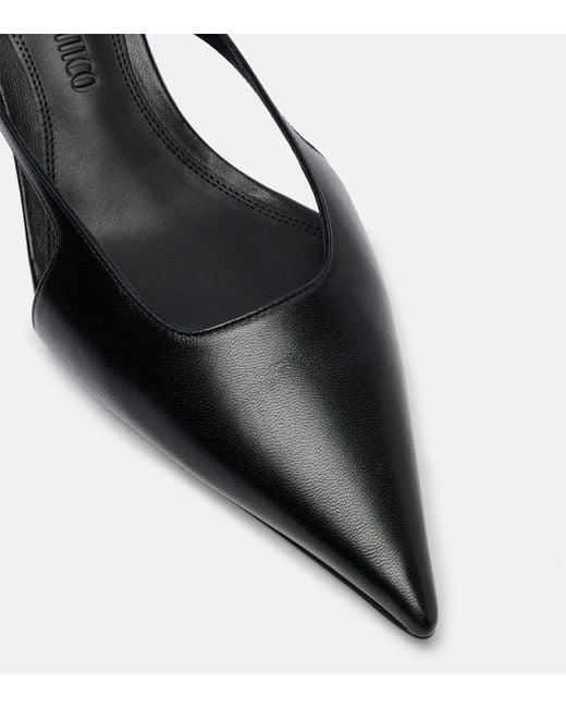 The Attico Black Diane 55 Leather Slingback Pumps
