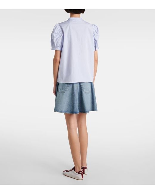 Top The Gathered De Chambray De Algodon FRAME de color Blue