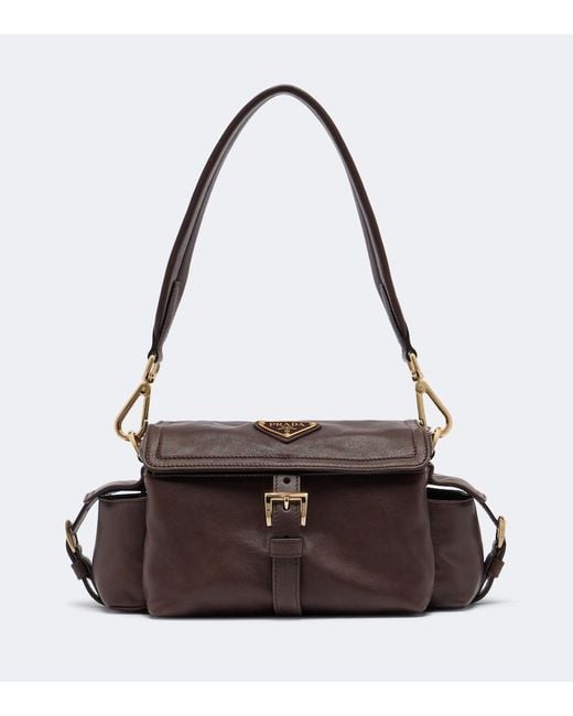 Prada Brown Explore Medium Leather Shoulder Bag