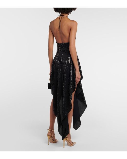 Alexandre Vauthier Black Sequined Halterneck Minidress