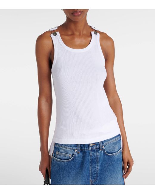 Jean Paul Gaultier White Ribbed-knit Cotton Jersey Tank Top