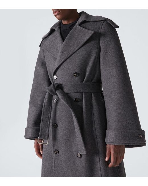 Bottega Veneta Gray Belted Wool Trench Coat for men
