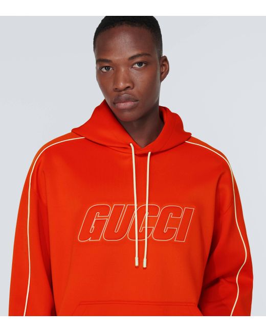Gucci Red Logo Neoprene Hoodie for men