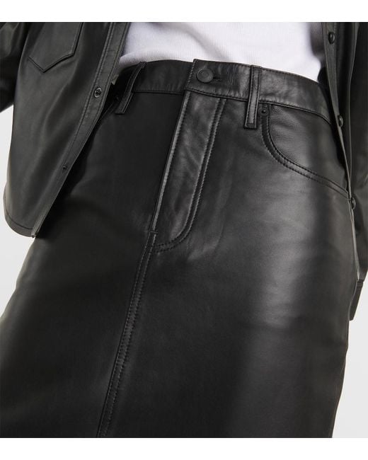 Wardrobe NYC Black Back-Slit Leather Maxi Skirt