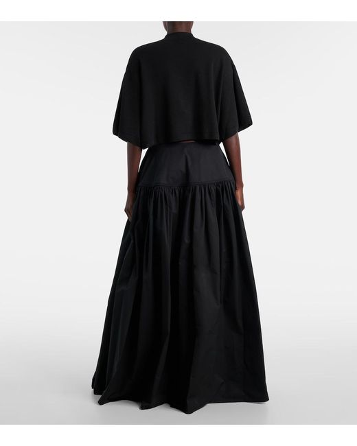 Alaïa Black Cropped Cotton-Blend T-Shirt