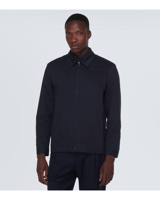 Sunspel Blue Cotton Harrington Jacket for men