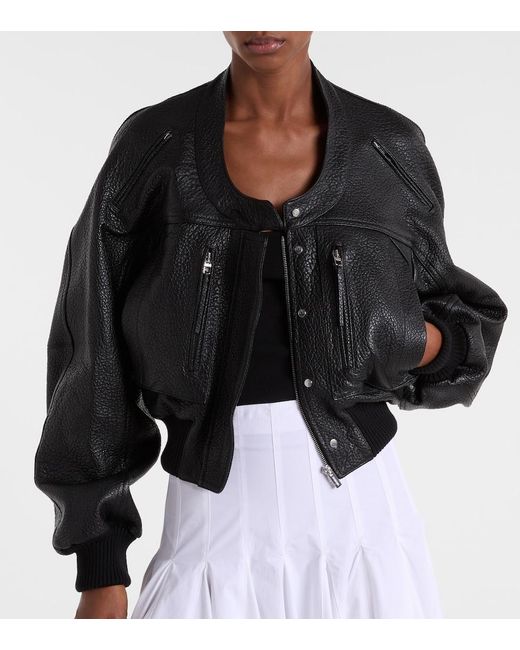 Jacquemus Black Cropped Leather Jacket
