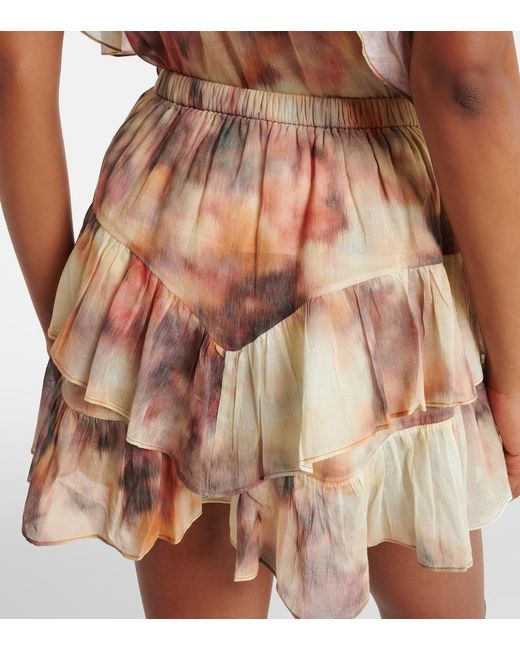 Isabel Marant Natural Jocadia Printed Ruffled Cotton Skort