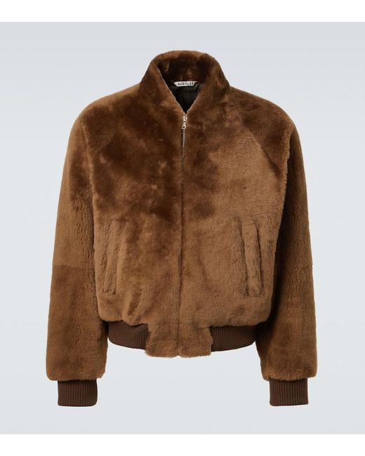 Auralee Brown Shearling Blouson Jacket for men
