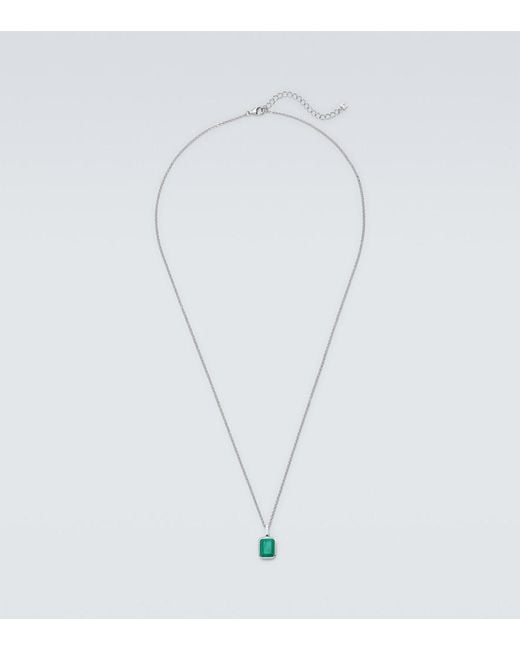 Mateo White Sterling Pendant Necklace With Malachite for men