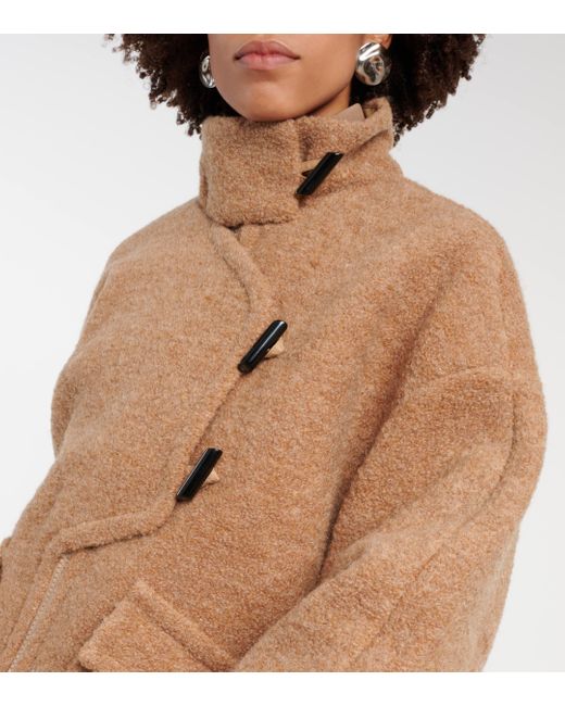 Ganni Brown Wool-blend Boucle Coat