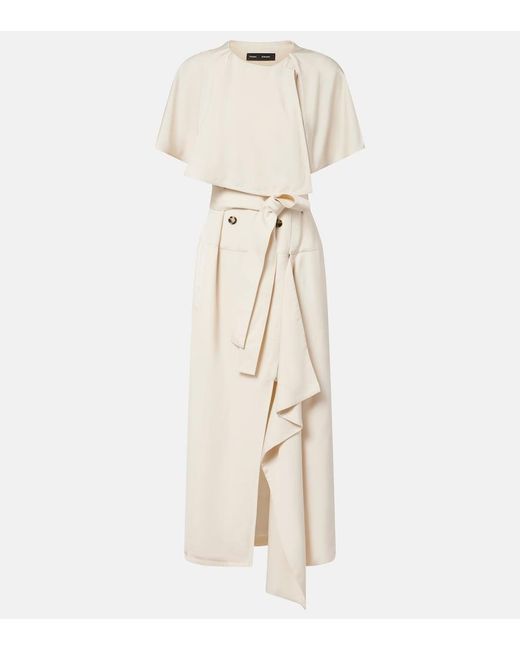 Proenza Schouler Natural Isolde Caped Twill Midi Dress