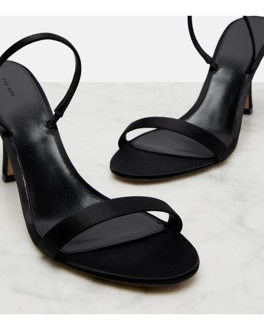 The Row Black Ella Satin Slingback Sandals