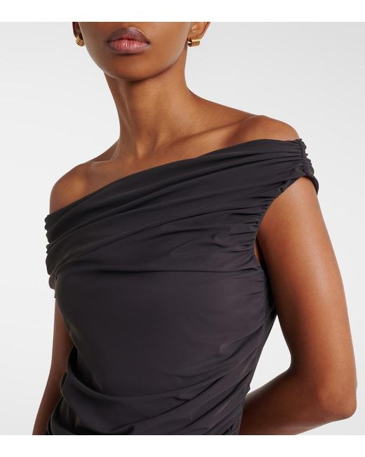 Agolde Black Sherilyn Off-Shoulder Bodysuit