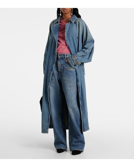 Isabel Marant Blue Denim Trench Coat With Belt