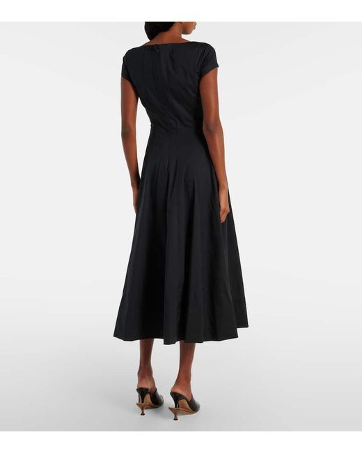 Staud Blue Midikleid Aus Baumwollpopeline