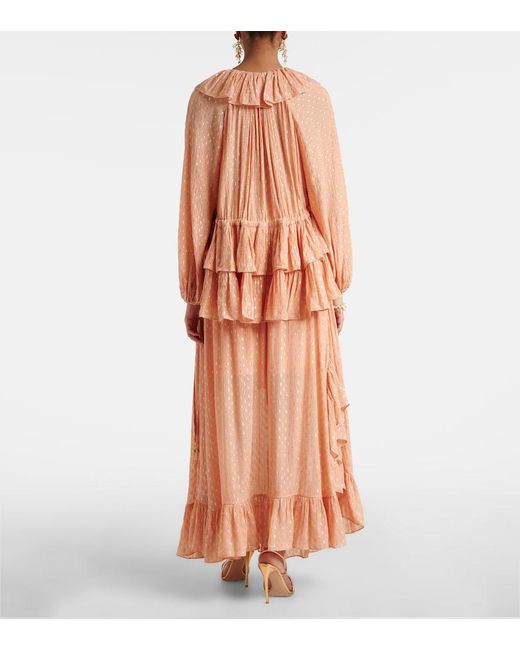 Zimmermann Orange Rhiannon Ruffled Blouse