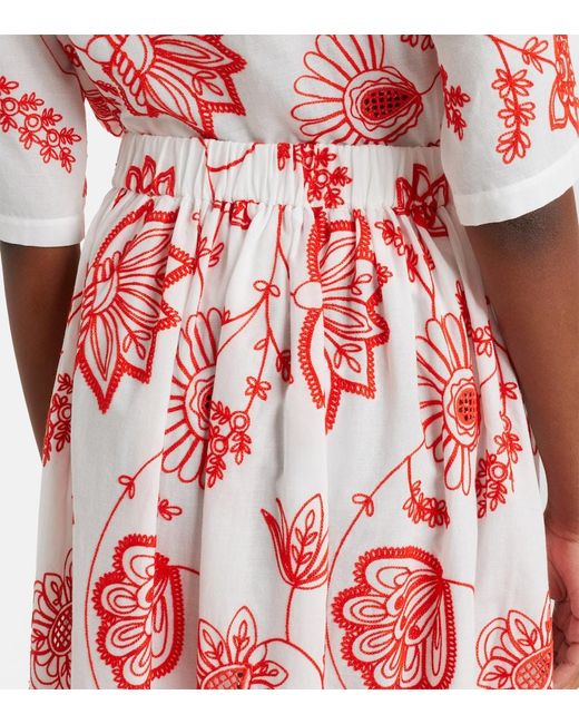 Eres Calie Embroidered Cotton-Blend Midi Skirt