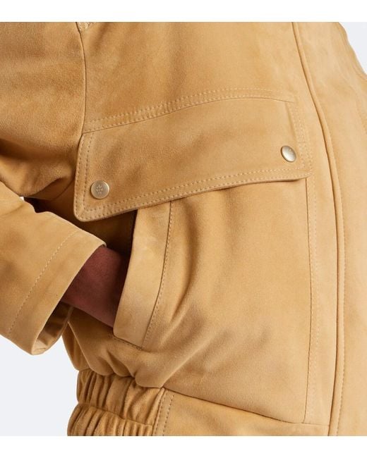 Eleventy Natural Suede Bomber Jacket