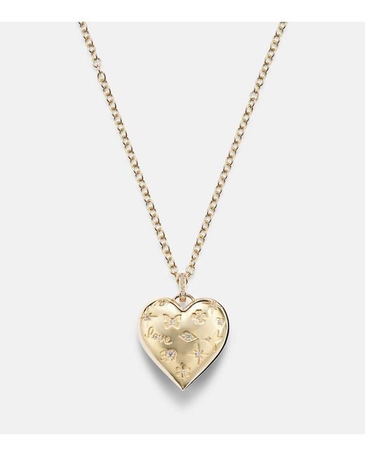 Sydney Evan White Puffy Icon Heart 14Kt Pendant With Diamonds