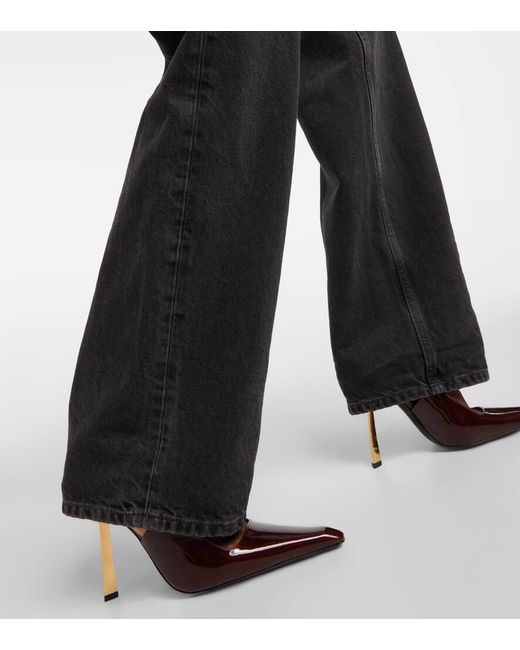 Jeans anchos de tiro medio Saint Laurent de color Black