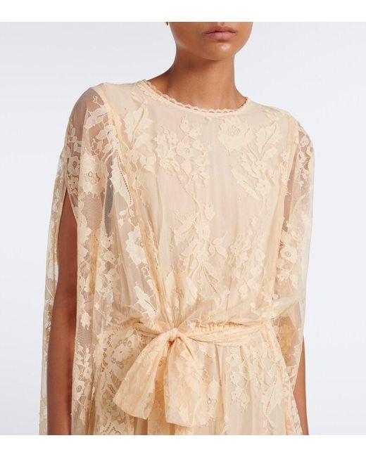 Zimmermann Natural Valiant Caped Lace Maxi Dress