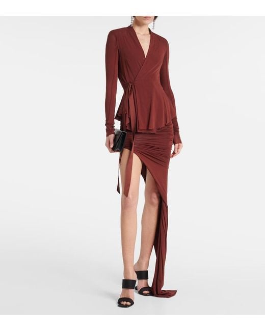 Rick Owens Red Hollywood Cupro-Blend Wrap Jacket