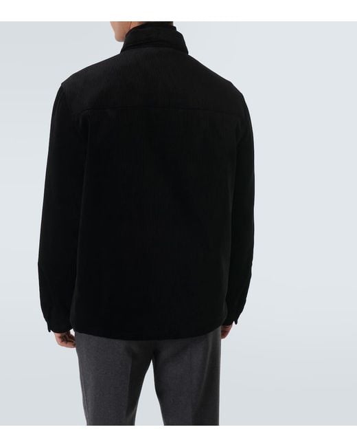 Prada Hemdjacke Aus Baumwoll-Cord in Black für Herren