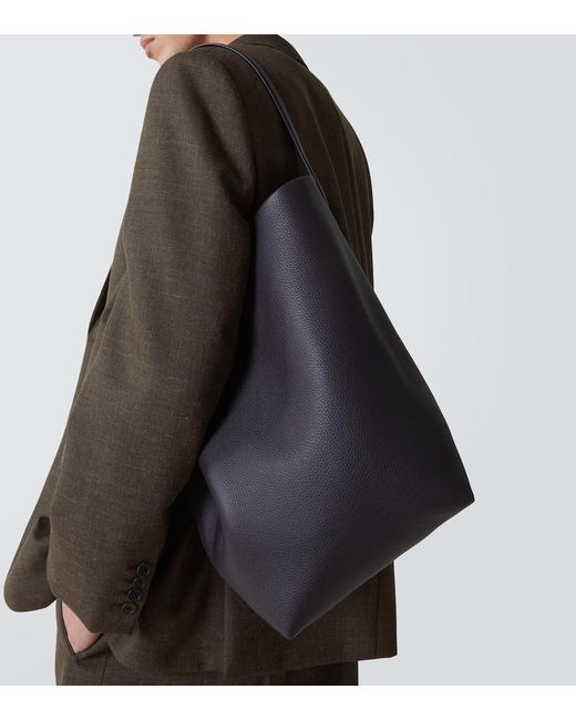 The Row Black N/S Park Large Leather Tote Bag for men