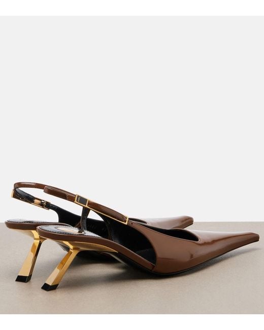 Saint Laurent Brown Lee Leather Slingback Pumps