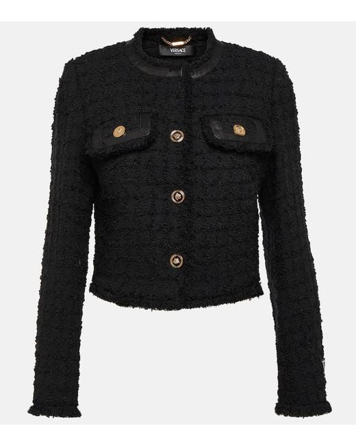 Chaqueta cropped de boucle Versace de color Black